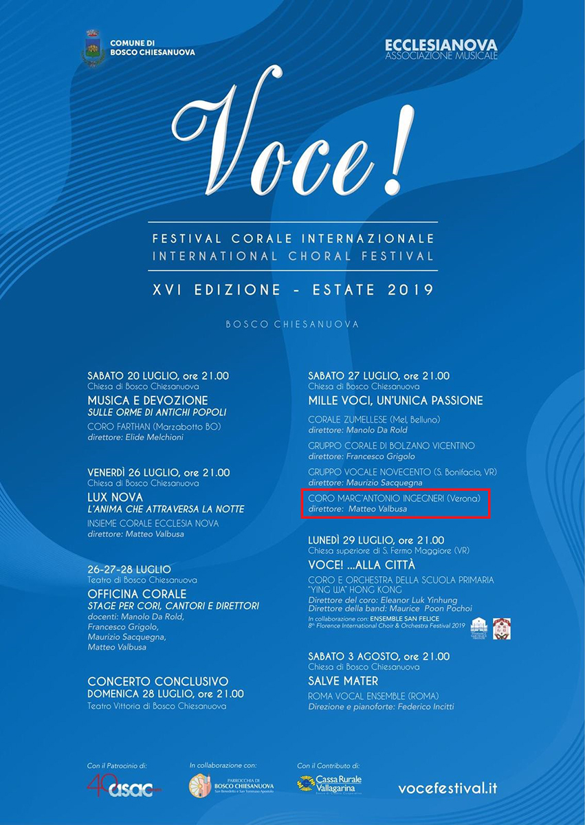 27.07.2019 - Festival corale internazionale VOCE, Bosco Chiesanuova (VR)