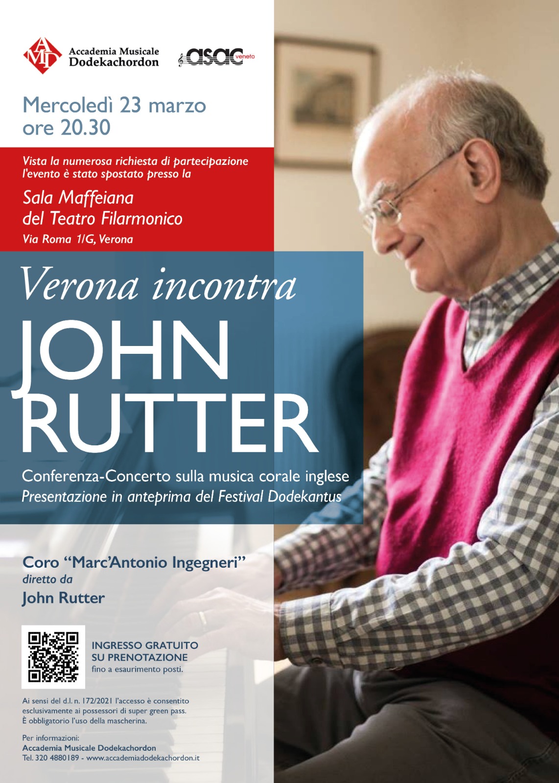 23.03.2022 - Verona incontra JOHN RUTTER, Sala Maffeiana, Verona